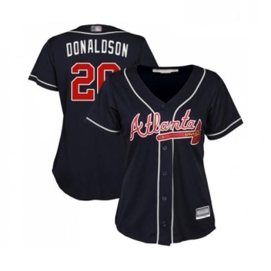 Womens Atlanta Braves 20 Josh Donaldson Replica Blue Alternate Road Cool Base Baseball Jersey