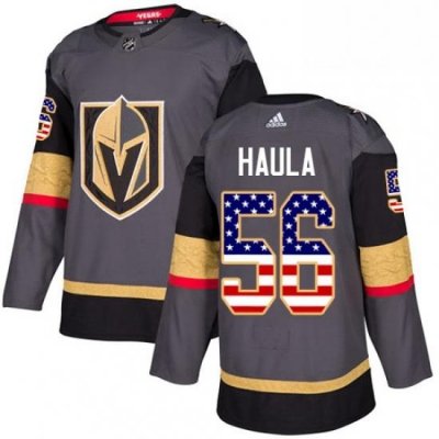 Mens Adidas Vegas Golden Knights 56 Erik Haula Authentic Gray USA Flag Fashion NHL Jersey