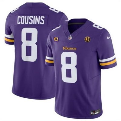 Men Minnesota Vikings 8 Kirk Cousins Purple 2023 F U S E  With 4 Star C Patch And John Madden Patch Vapor Limited Stitched Football Jersey