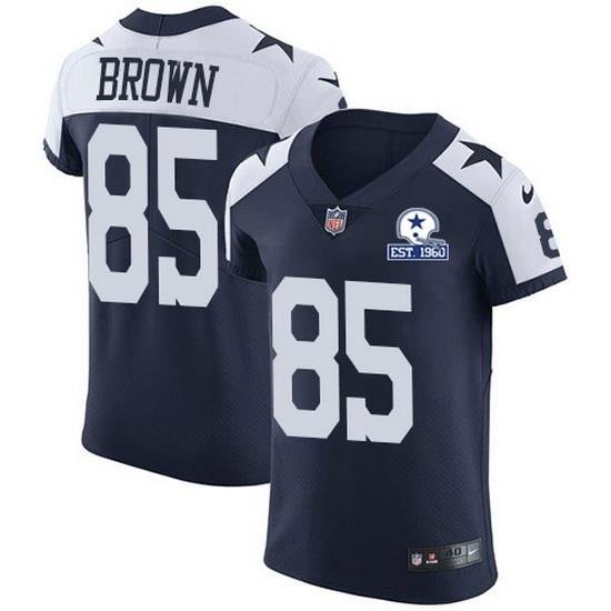 Nike Cowboys 85 Noah Brown Navy Blue Thanksgiving Men Stitched With Established In 1960 Patch NFL Vapor Untouchable Throwback Elite Jersey