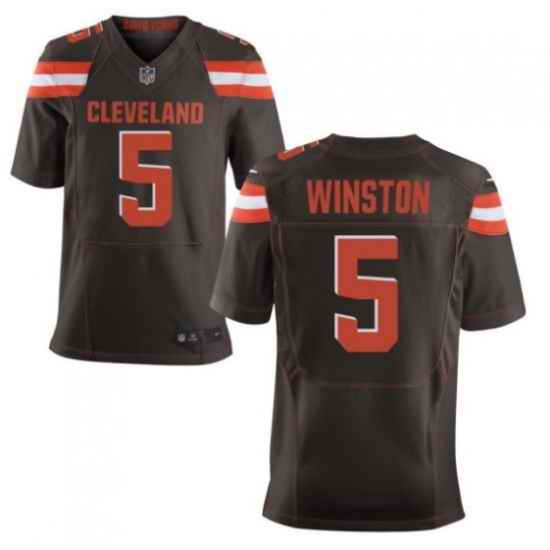 Men Cleveland Browns 5 Jameis Winston Brown Rush Limited Stitched Football Jersey