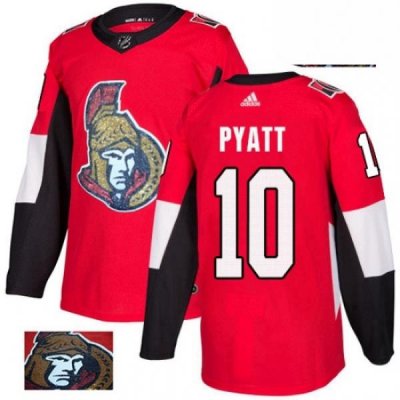 Mens Adidas Ottawa Senators 10 Tom Pyatt Authentic Red Fashion Gold NHL Jersey