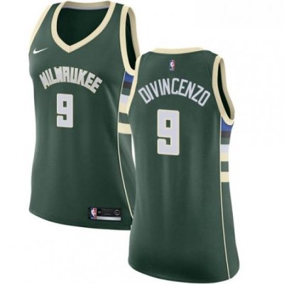 Womens Nike Milwaukee Bucks 9 Donte DiVincenzo Swingman Green NBA Jersey Icon Edition