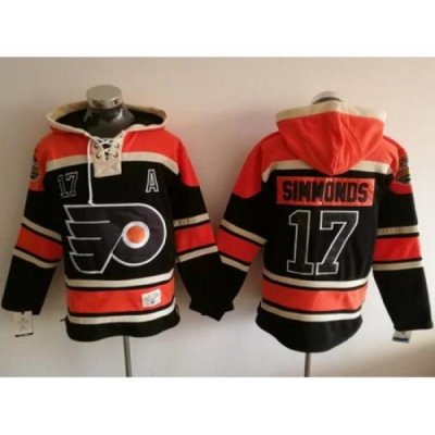 Flyers #17 Wayne Simmonds Black Sawyer Hooded Sweatshirt Stitched NHL Jersey