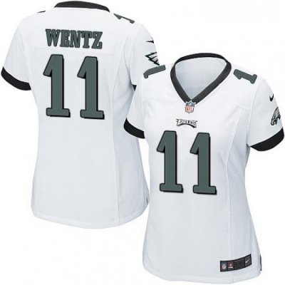 Womens Nike Philadelphia Eagles 11 Carson Wentz Game White NFL Jersey