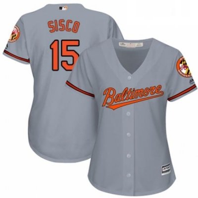 Womens Majestic Baltimore Orioles 15 Chance Sisco Replica Grey Road Cool Base MLB Jersey