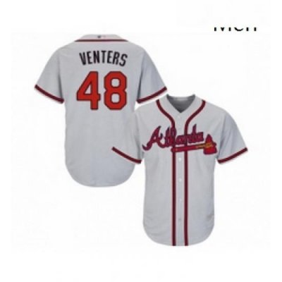 Mens Atlanta Braves 48 Jonny Venters Replica Grey Road Cool Base Baseball Jersey