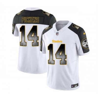 Men Pittsburgh Steelers 14 George Pickens White Black 2023 F U S E  Smoke Vapor Untouchable Limited Stitched Jersey