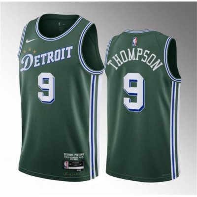 Men Detroit Pistons 9 Ausar Thompson Green 2023 Draft City Edition Stitched Basketball Jersey