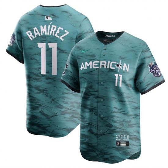 Men Cleveland Guardians 11 Jose Ramirez Teal 2023 All Star Cool Base Stitched Jersey