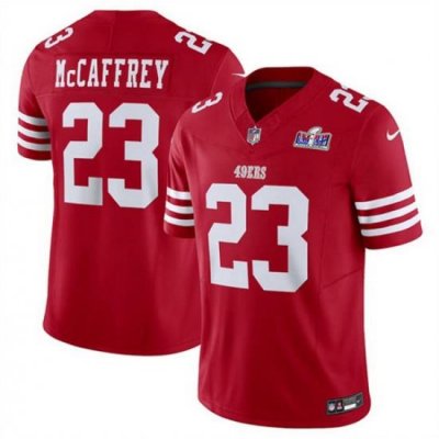 Men San Francisco 49ers 23 Christian McCaffrey Red 2023 F U S E  Vapor Untouchable Limited Stitched Football 2024 Super Bowl LVIII Jersey