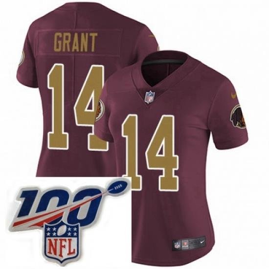 Womens Nike Washington Redskins 14 Ryan Grant Burgundy RedGold Number Alternate 80TH Anniversary Vapor Untouchable Limited Stitched 100th anniversary Neck