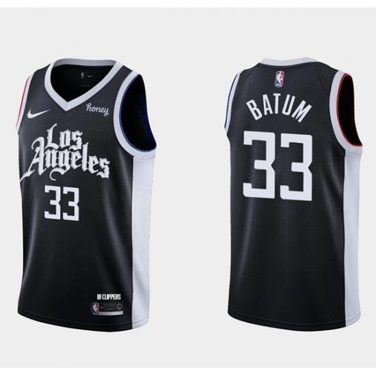 Men Los Angeles Clippers 33 Nicolas Batum 2020 21 Black City Edition Stitched NBA Jersey