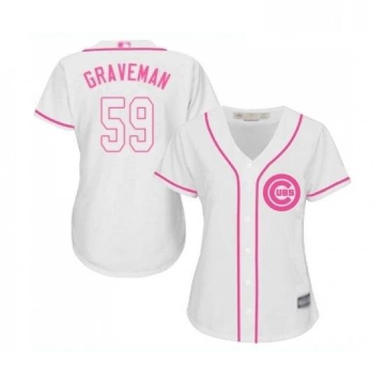 Womens Chicago Cubs 59 Kendall Graveman Authentic White Fashion Baseball Jersey