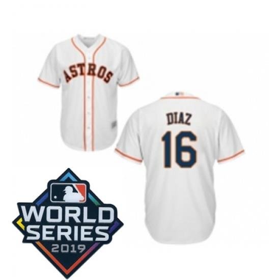 Mens Houston Astros 16 Aledmys Diaz Replica White Home Cool Base Baseball jersey