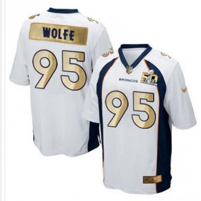 Nike Broncos #95 Derek Wolfe White Mens Stitched NFL Game Super BoWl 50 Collection Jersey