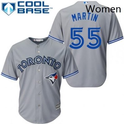 Womens Majestic Toronto Blue Jays 55 Russell Martin Replica Grey MLB Jersey