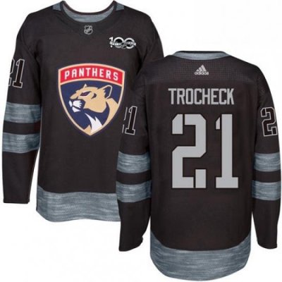 Mens Adidas Florida Panthers 21 Vincent Trocheck Authentic Black 1917 2017 100th Anniversary NHL Jersey