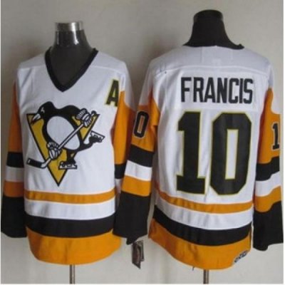 Pittsburgh Penguins #10 Ron Francis White Black CCM Throwback NHL Jersey