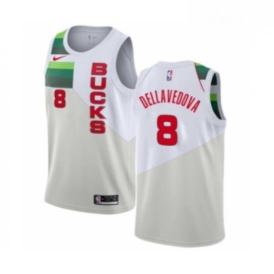 Mens Nike Milwaukee Bucks 8 Matthew Dellavedova White Swingman Jersey Earned Edition