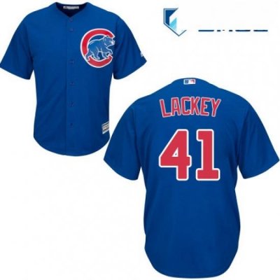 Mens Majestic Chicago Cubs 41 John Lackey Replica Royal Blue Alternate Cool Base MLB Jersey