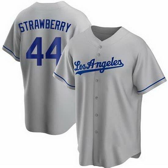 Men Nike Los Angeles Dodgers Darryl StraWberry #44 Gray Cool Base Stitched MLB Jersey