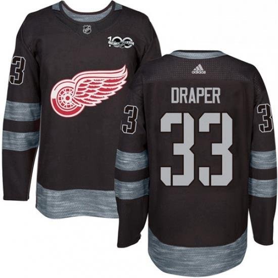 Mens Adidas Detroit Red Wings 33 Kris Draper Premier Black 1917 2017 100th Anniversary NHL Jersey