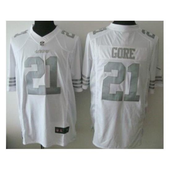 Nike San Francisco 49ers 21 Frank Gore White Limited Platinum NFL Jersey