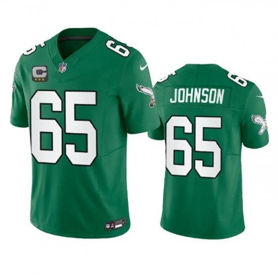 Men Philadelphia Eagles 65 Lane Johnson Green 2023 F U S E  With C Patch Vapor Untouchable Stitched Football Jersey