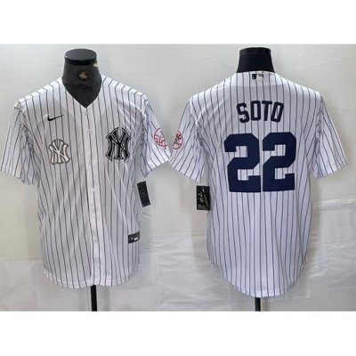 Men NeW York Yankees 22 Juan Soto White Cool Base Stitched Baseball Jersey