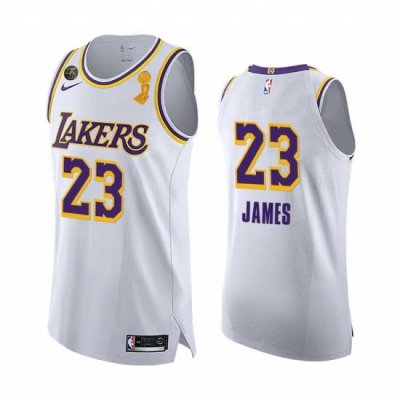 Los Angeles Lakers 2020 NBA Finals Champions LeBron James White Social justice Jersey Association