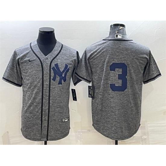 Men NeW York Yankees 3 Babe Ruth Grey Stitched Jersey