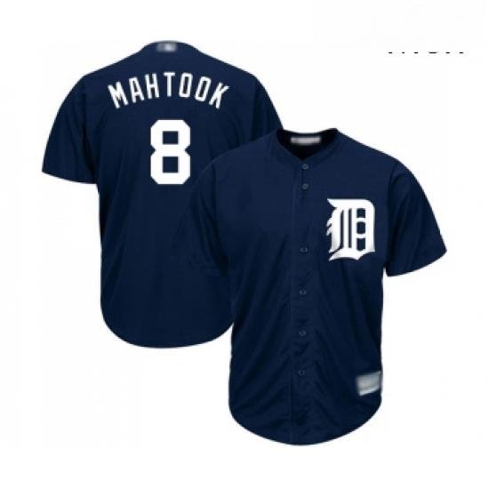 Mens Detroit Tigers 8 Mikie Mahtook Replica Navy Blue Alternate Cool Base Baseball Jersey