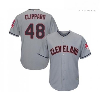 Mens Cleveland Indians 48 Tyler Clippard Replica Grey Road Cool Base Baseball Jersey