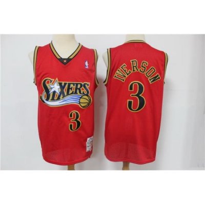 Men Philadelphia 76ers 3 Allen Iverson Red 1999 00 Hardwood Classics Reload Swingman Jersey