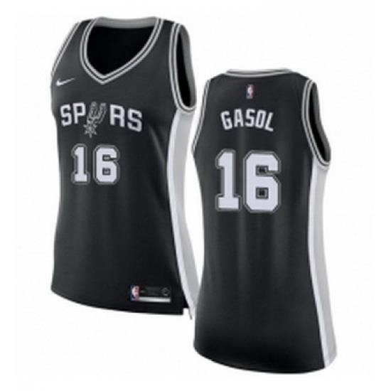 Womens Nike San Antonio Spurs 16 Pau Gasol Authentic Black Road NBA Jersey Icon Edition