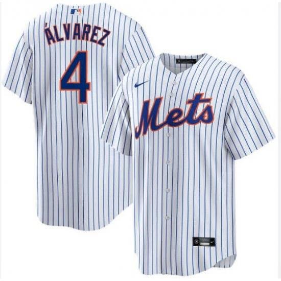 Men Nike NeW York Mets Francisco Alvarez #4 White Stitched MLB jersey