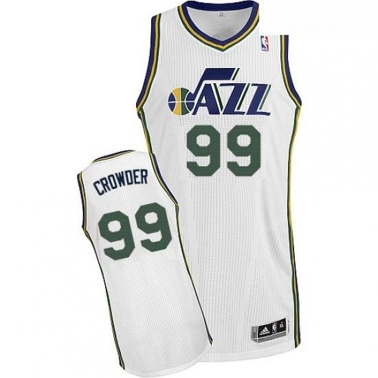 Youth Adidas Utah Jazz 99 Jae Crowder Authentic White Home NBA Jersey