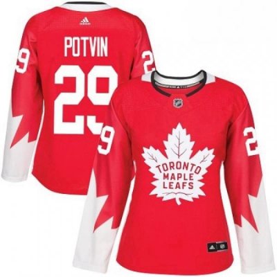 Womens Adidas Toronto Maple Leafs 29 Felix Potvin Authentic Red Alternate NHL Jersey