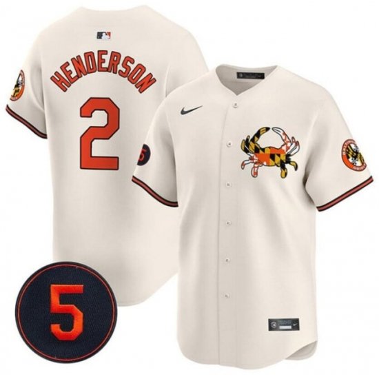 Men Baltimore Orioles 2 Gunnar Henderson Cream With Patch Vapor Premier Limited Stitched Baseball Jersey