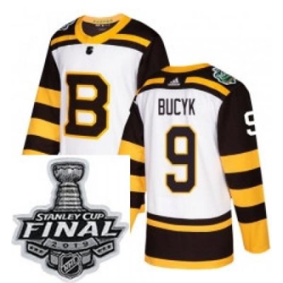 Mens Adidas Boston Bruins 9 Johnny Bucyk Authentic White 2019 Winter Classic NHL Jersey