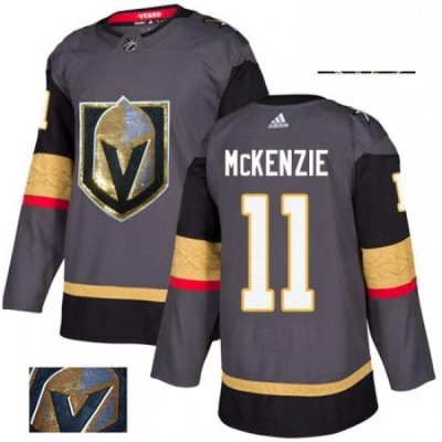 Mens Adidas Vegas Golden Knights 11 Curtis McKenzie Authentic Gray Fashion Gold NHL Jersey