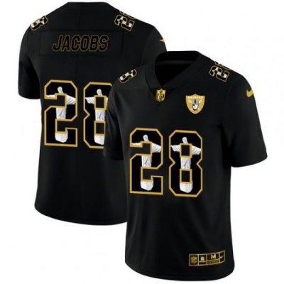 Raiders 28 Josh Jacobs Black Jesus Faith Edition Limited Jersey