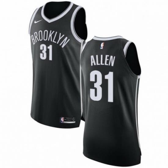 Mens Nike Brooklyn Nets 31 Jarrett Allen Authentic Black Road NBA Jersey Icon Edition