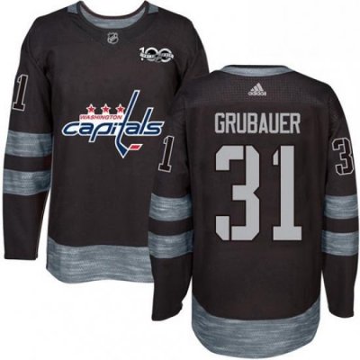 Mens Adidas Washington Capitals 31 Philipp Grubauer Authentic Black 1917 2017 100th Anniversary NHL Jersey