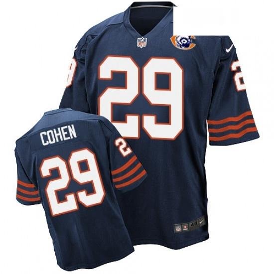 Mens Nike Chicago Bears 29 Tarik Cohen Elite Navy Blue Throwback NFL Jersey