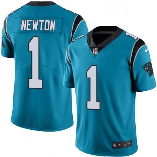 Mens Nike Carolina Panthers 1 Cam NeWton Limited Blue Rush Vapor Untouchable NFL Jersey