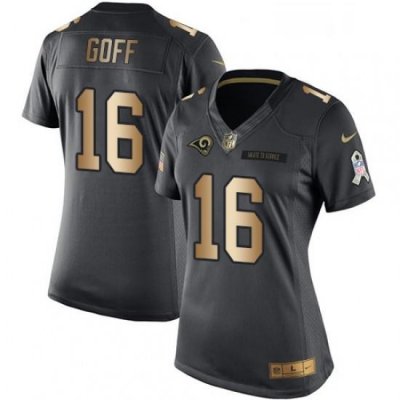 Womens Nike Los Angeles Rams 16 Jared Goff Limited BlackGold Salute to Service NFL Jersey