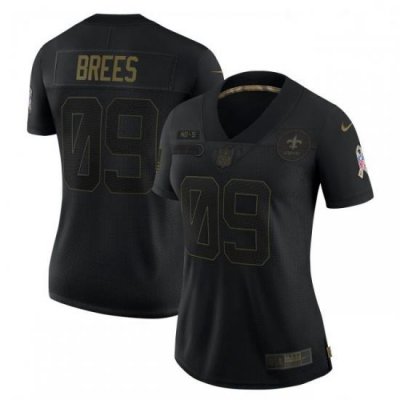 Women New Orleans Saints 9 Drew Brees Black Salute To Service Limited Jersey