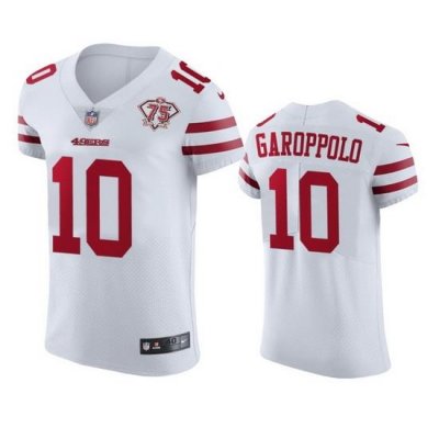 Nike San Francisco 49ers 10 Jimmy Garoppolo White Men 75th Anniversary Stitched NFL Vapor Untouchable Elite Jersey